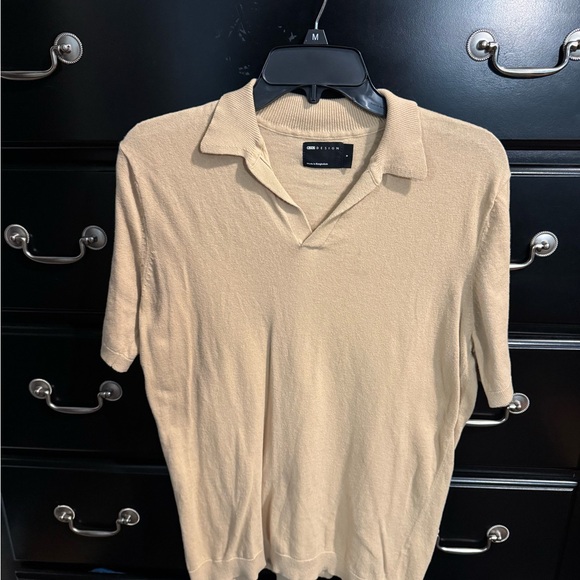 ASOS Design Beige Short Sleeve Polo Shirt - S - Picture 1 of 2